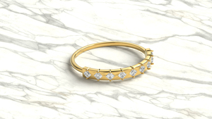 Anillo de Diamantes de Corte Princesa Ligero de Oro de 18K, Media Eternidad, Apilable, Anillo de Boda, Joyería Fina de Moda para Mujer - Product Image 3