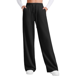 Pantalones deportivos de pierna ancha para mujer, pantalones casuales de cintura alta y pantalones largos de corte relajado para tallas pequeñas, regulares y altas - Product Image 6