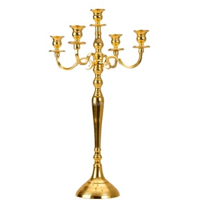 Latest Design Gold Plated Metal 5 Arms Tall <b>Candelabra</b> for Wedding and Christmas Tabletop Decoration Centerpiece - Product Image 1