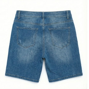 Manufacturer High Quality Vintage Cotton Custom Rhinestones Logo <b>Jeans</b> Shorts <b>Men</b> Acid Wash Sun Faded Jort Shorts - Product Image 2