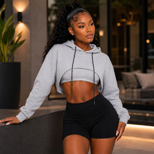 Sweat à capuche court unisexe Cosh International Sorority Sisterhood en coton French Terry à manches longues, personnalisable avec logo, style streetwear - Product Image 4