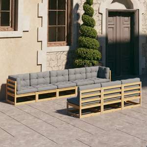 Set Lounge da Giardino Grande in Legno di Pino Massiccio e Poliestere - Collezione Legno Naturale - Product Image 1