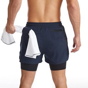 Shorts mi-longs pour homme à taille élastique, couleur unie, avec poche cachée, séchage rapide, pour le sport, la gym, la course à pied, l'entraînement, le cyclisme, le jogging - Product Image 2