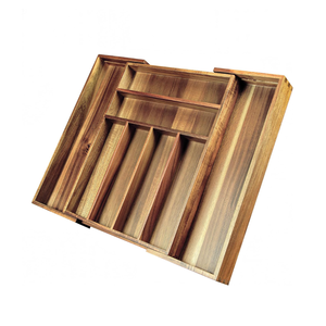 Organizador de Cubiertos de Madera de Acacia para Cajón de Cocina, Bandeja para Almacenamiento de Tenedores y Cucharas, Soporte Multifuncional para Gabinete - Product Image 2