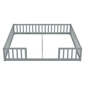 Letto a castello doppio con sponde di protezione grigio senza porta - Product Image 2