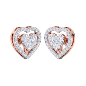 Luxury 14K Rose Gold Diamond Heart <b>Stud</b> <b>Earrings</b> for Women Elegant Romantic Sparkling <b>Fine</b> Jewelry Gift Wholesale - Product Image 2