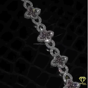 Impresionante pulsera de diamantes cultivados en laboratorio inspirada en motivos florales con brillantes piedras engastadas a mano en plata de ley 925. - Product Image 5