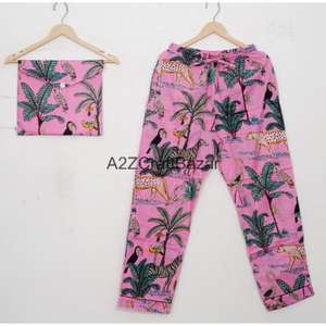 Ensemble de pyjamas romantiques en coton 100% pur, doux et lisses pour femmes, avec taille élastique et manches longues - Product Image 3