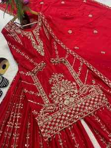 Abaya marocaine élégante pour femmes, tissu en soie brillant, broderie ouverte classique, imprimé, robe de soirée modeste 75254 - Product Image 2