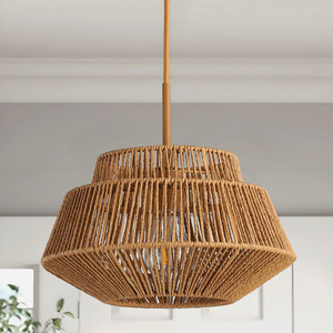 Lampe suspendue bohème artisanale en jute, lustre à 2 niveaux en corde tressée, lampe de plafond en fibre naturelle pour la décoration de restaurants et d'hôtels - Product Image 6