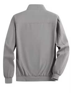 Blouson bomber gris pour homme, couleur unie, fermeture éclair sur le devant, col montant décontracté, coupe-vent, matière polyester, vêtement d'hiver, rembourrage en polyester - Product Image 6
