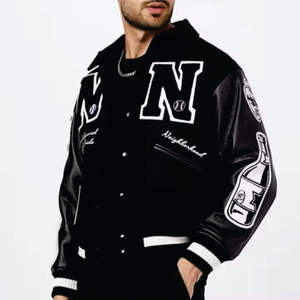 Chaqueta Varsity Personalizada al por Mayor, Transpirable, con Logotipo Bordado, Estilo Béisbol, Cuerpo de Lana y Mangas de Cuero - Product Image 6