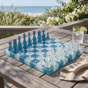 Jeu d'échecs artistique en résine fait main, style sportif, forme personnalisée, pour Thanksgiving et le Nouvel An, échiquier récréatif - Product Image 1