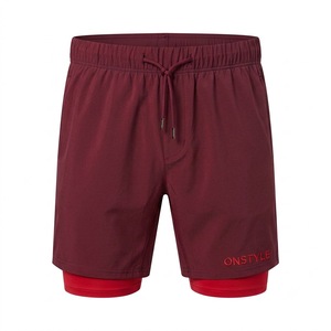 ONSTYLE Men 2-in-1 Quick Dry Compression Liner Running Shorts 100% Polyester Elastic Waist Gym Athletic Workout Bottoms - Product Image 1
