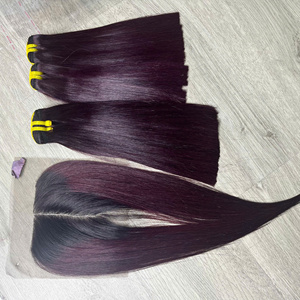 Precio de fábrica 100% Virgen cruda vietnamita Trama humana encaje peluca rizo birmano Color Borgoña Super doble extensiones de cabello dibujado - Product Image 5