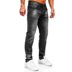 Jeans en denim stretch slim de haute qualité pour hommes, tissu confortable, broderie, design délavé pour un usage quotidien décontracté, vente en gros - Product Image 2