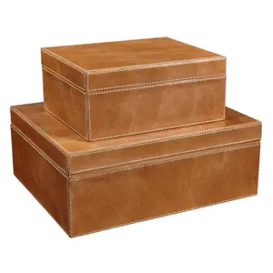 沙格林仿自己设计的棕色皮革装饰盒套装，由Lametierartz定制沙格林皮革首饰盒