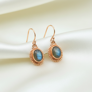 Natural Blue Fire Labradorite 925 Sterling Silver Drop <b>Earrings</b> Rose Gold & Yellow Gold Plated Handmade Boho Jewelry Gift Sister - Product Image 4