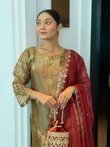Presenting New Ready to Wear 3-Piece Solid Silk Fancy Kurti Set with Beautiful Bottom and Dupatta for Party Occasions - Product Image 3