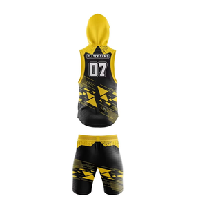 Ensemble d'uniformes de football 7v7 professionnels 100 % polyester à séchage rapide, maillot sans manches sublimé à capuche, ensemble d'uniformes d'équipe avec logo personnalisé - Product Image 6