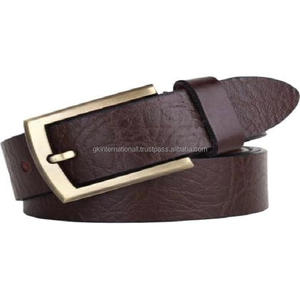 Ceinture décontractée pour hommes en cuir véritable de qualité exportée avec boucle en métal en nickel massif ou en laiton dans toutes les tailles personnalisées - Product Image 1