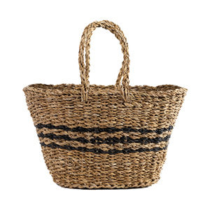 Paniers à linge en jonc de mer rayés Hogla avec poignées, écologiques, 100 % naturels, paniers de rangement pour grossistes - Product Image 1