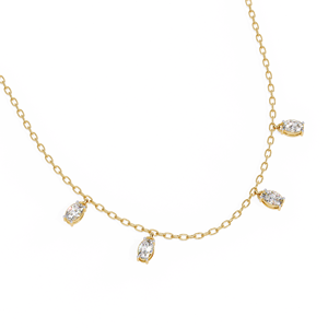 Luxury Handcrafted 10k 14k 18k Yellow Gold Oval Cut Diamond Jewellery Dangle <b>Necklace</b> Multiple Shimmering Lab Grown Diamond - Product Image 5