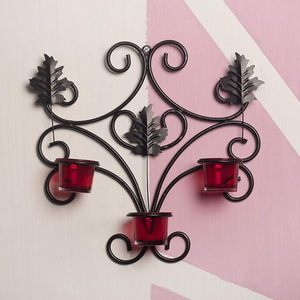 Elegant Iron Wall Hanging Candle Sconce with Glass Tealight Holder Decorative Votive <b>Stand</b> for Home Birthday Diwali Decor - Product Image 1