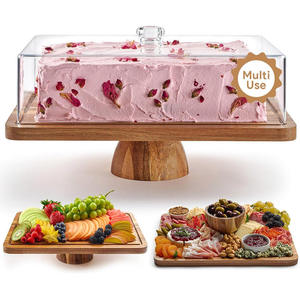 Wooden Cake Display Stand With Dome Birthday Cake Stand Top Decor Wooden Fruit Cake Stand - Product Image 5