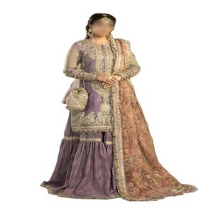 ชุดเดรสสุภาพสตรี _ นักออกแบบสุภาพสตรีพิมพ์ลายเลฮังก้างานปักด้วยแบรนด์ Dupatta Classic UnStitched และ Stitch - Product Image 1