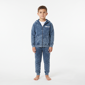 Conjunto de Sudadera con Capucha y Cremallera Completa de Forro Polar para Niños con Logotipo Personalizado, Lavado Ácido, de Algodón Grueso, Chándal Deportivo Informal - Product Image 3