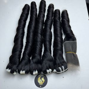 Cloudyhair Vietnamien Doux Haute Qualité Cheveux Bruts Noir Rebond Curl Trame Machine Double Drawn Bundle - Product Image 5