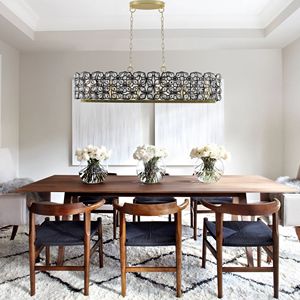 Lampadario a Sospensione Moderno Geometrico Contemporaneo in Cristallo Nero e Oro da 39 Pollici per Sala da Pranzo, Cucina e Soggiorno - Product Image 4