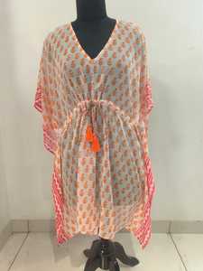 Minivestido Boho de Algodón con Estampado Tie-Dye Rosa, Sin Mangas, Estampado Mandala, Túnica de Verano, Cuello en V, Cuello Mandarín, Moderno - Product Image 3