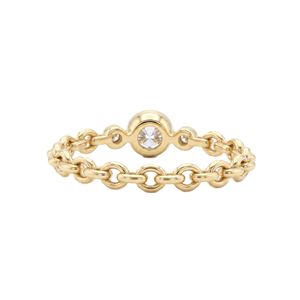 Dainty Round Cut Lab Diamond Chain Link Ring 9K 10K Solid Gold Three Stone Ring Minimalist Proposal Stackable Ring Promise Ring - Product Image 4