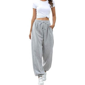 Pantalones deportivos casuales para mujer con cordón, pantalones de chándal para entrenamiento, joggers atléticos con bolsillos, pantalones cómodos de ajuste holgado para estar en casa - Product Image 3
