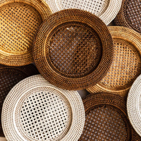 Assiette ronde en rotin de haute qualité, décoration de table rustique, tissée à la main par des artisans expérimentés du Vietnam