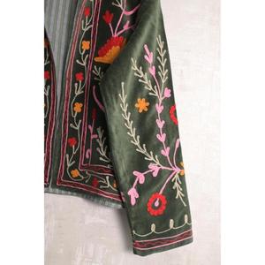 Indian <b>Velvet</b> Suzani Embroidery <b>Jacket</b> Boho Floral Handmade <b>Women</b> Ethnic Designer <b>Jacket</b> - Product Image 3