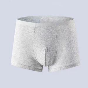 Calzoncillos Bóxer de Algodón Gris para Hombre, Ropa Interior Cómoda de Punto, Lavable a Máquina, Teñido Liso, Ajuste Sin Costuras - Product Image 1