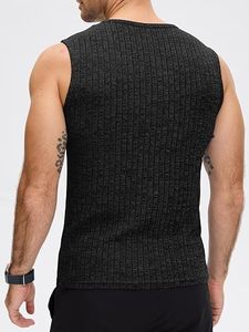 Men's <b>Black</b> <b>Knitted</b> Sleeveless V Neck <b>Tank</b> <b>Top</b> Gym Workout Breathable Casual Muscle Shirt 100% Polyester - Product Image 3