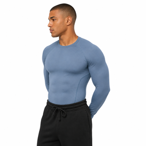 Camiseta de Compresión de Manga Larga Personalizada para Hombre, Spandex/Poliéster, para Gimnasio, Entrenamiento, Deportes, Capa Base, Marca Privada OEM - Product Image 6