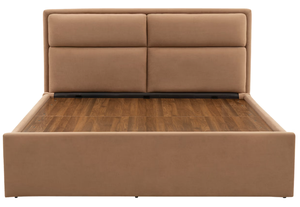 Modern Upholstered Solid Teak Wood <b>Bed</b> Frame <b>Queen</b> <b>Size</b> Faux Leather Soft <b>Bed</b> with Quilted Headboard and Footboard - Product Image 3