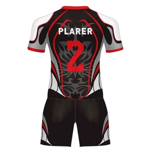 Uniforme de rugby unisexe à manches courtes de haute qualité, design personnalisé, impression numérique, séchage rapide, respirant, 100% polyester - Product Image 3