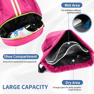 Canvas <b>Drawstring</b> <b>Backpack</b> with Neon Yellow Trim and Side Pockets 30-40L for Gym Sports Travel - Product Image 3