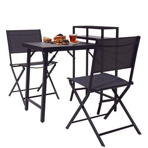 Set Bistrot Pieghevole da Esterno 3 Pezzi Nero con Tavolo e Sedie - Arredamento da Giardino - Product Image 6