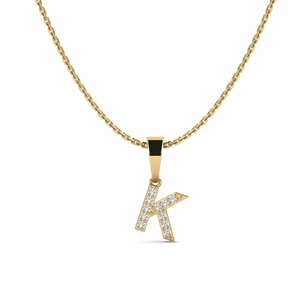 Pendentif lettre K avec incrustation de strass en cristal, argent 925, moissanite, alliage, style hip hop, charme unisexe, cadeau - Product Image 1