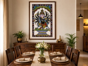 Authentique Pattachitra en bois d'Odisha, décoration murale Ganesha |   Décoration artisanale indienne traditionnelle pour la maison - Product Image 2