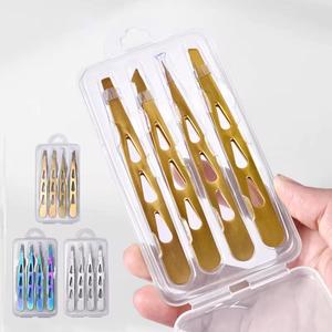 Juego de Pinzas para Pestañas de Acero Quirúrgico Morje con Puntas de Precisión, Texturas Dentadas/Lisas, Empaque Personalizado - Product Image 1