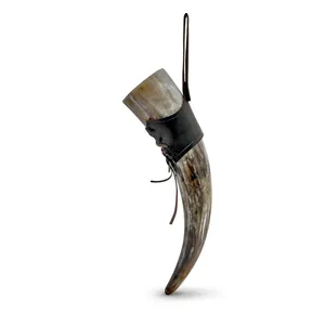Cuerno de Búfalo Hecho a Mano para Beber, Pulido, de Forma Natural, con Correa de Cuero, para Arte, Coleccionismo, Decoración, Regalo - Product Image 4