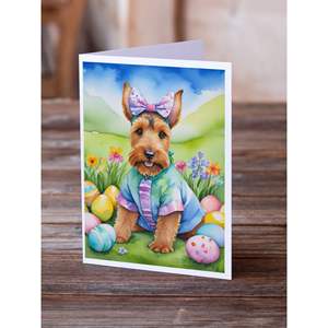 Lunatique Welsh Terrier Chasse aux œufs de Pâques A7 Cartes de vœux Lot de 8 cartes vierges avec enveloppes Taille 5x7 - Product Image 2